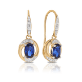 Created Sapphire & Diamond Oval Drop Earrings in 9ct Yellow Gold - Wallace Bishop