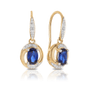 Created Sapphire & Diamond Oval Drop Earrings in 9ct Yellow Gold