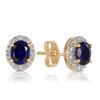 Created Sapphire & Diamond Oval Halo Stud Earrings in 9ct Yellow Gold - Wallace Bishop