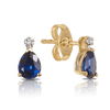 Created Sapphire & Diamond Pear Shape Stud Earrings in 9ct Yellow Gold - Wallace Bishop