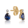 Created Sapphire & Diamond Pear Shape Stud Earrings in 9ct Yellow Gold