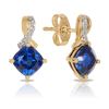 Created Sapphire & Diamond Ribbon Stud Earrings in 9ct Yellow Gold