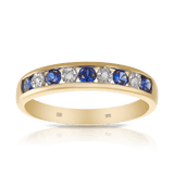 Created Sapphire & Diamond Ring in 9ct Yellow Gold