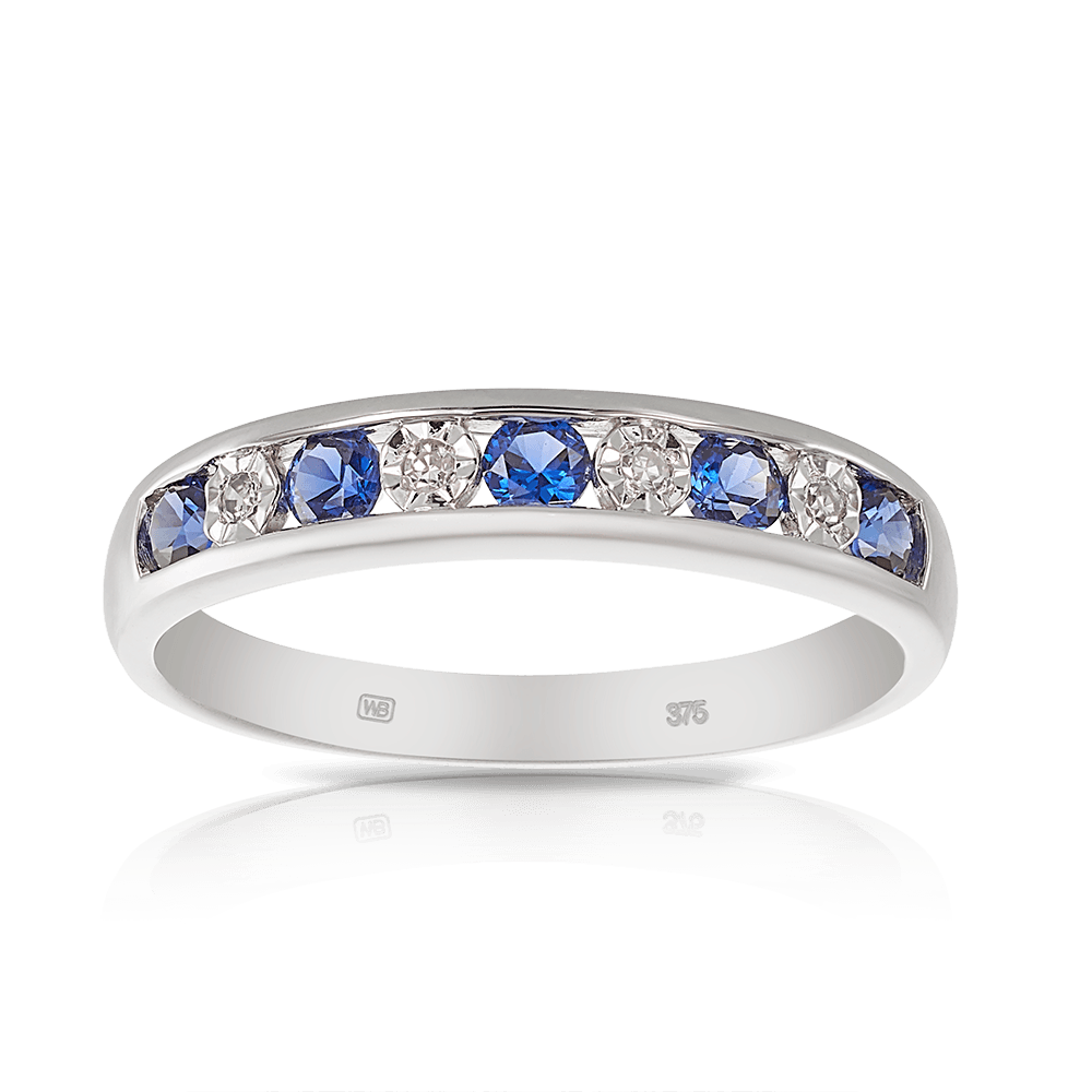 Created Sapphire and Diamond Ring made in 9ct White Gold TGW 0.45ct - Wallace Bishop