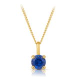 Created Sapphire Round Pendant in 9ct Yellow Gold