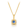 Created Sapphire Round Pendant in 9ct Yellow Gold