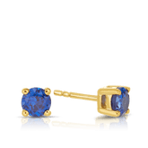 Created Sapphire Round Stud Earrings in 9ct Yellow Gold - Wallace Bishop