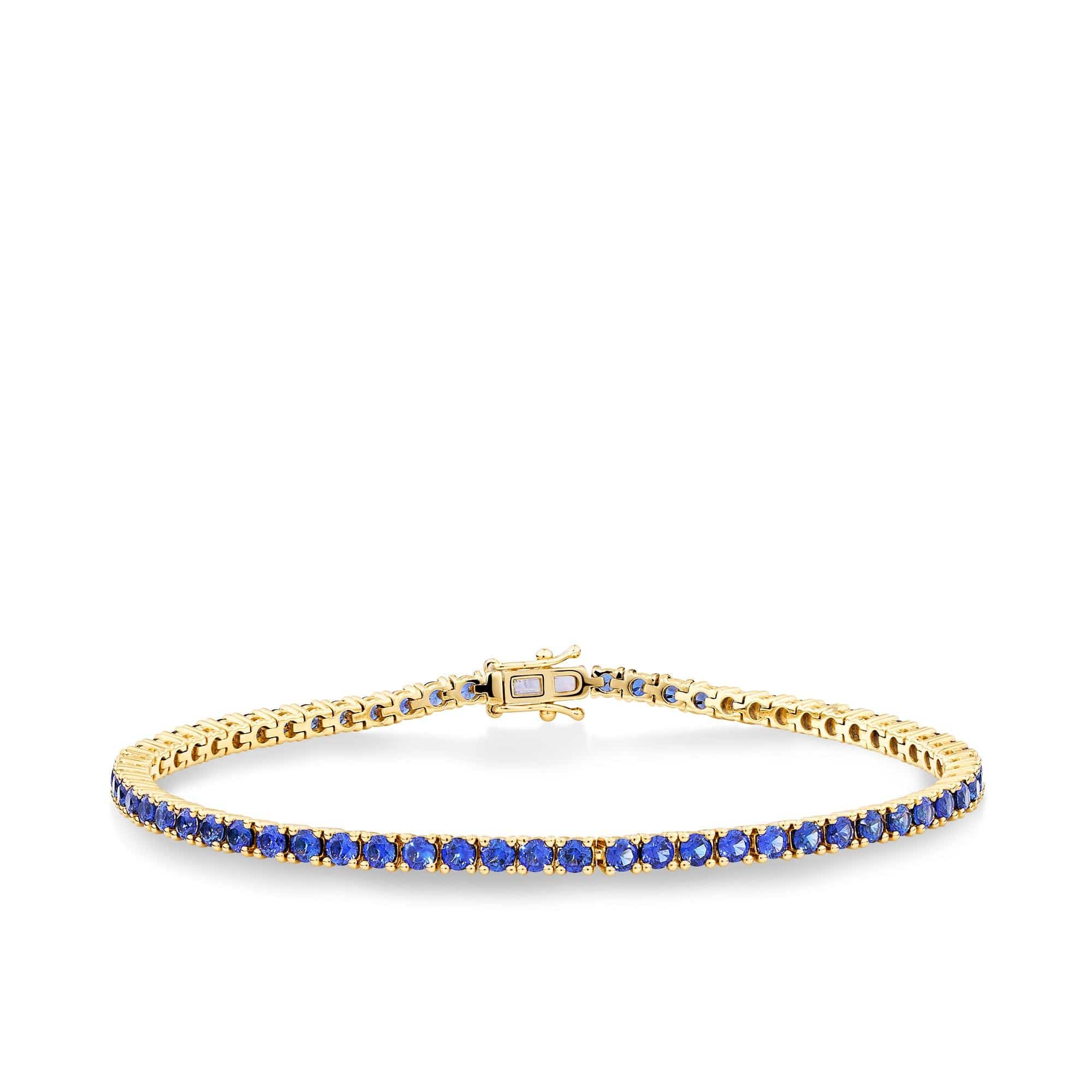Created Sapphire Tennis Bracelet in 9ct Yellow Gold
