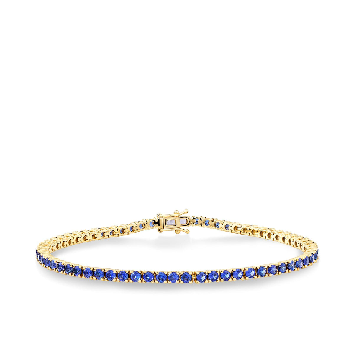 Created Sapphire Tennis Bracelet in 9ct Yellow Gold - Wallace Bishop