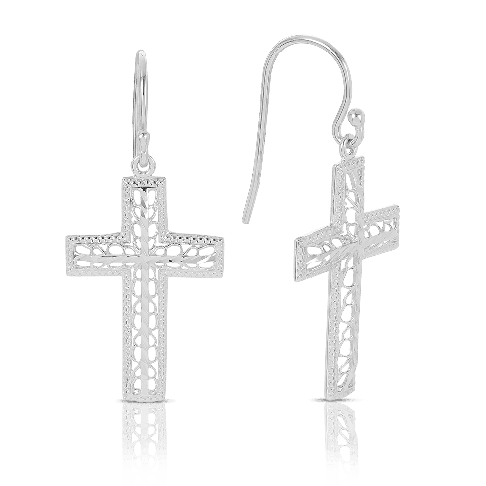 Cross Earrings in Sterling Silver - Wallace Bishop