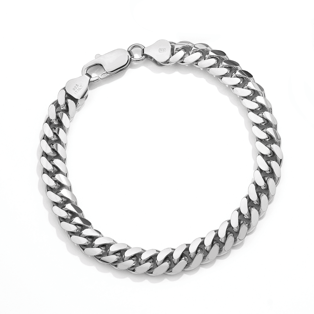 Cuban Pattern Bracelet in Sterling Silver
