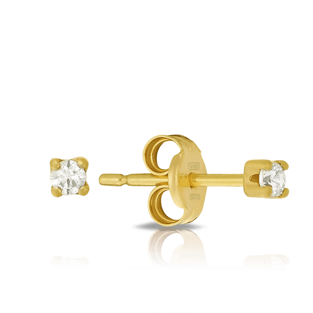 Cubic Zirconia Children s Earrings in 9ct Yellow Gold