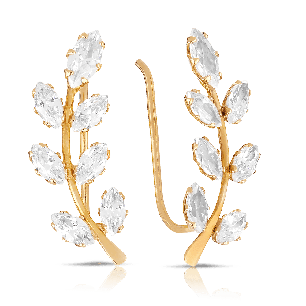 Cubic Zirconia Climber Earrings 9ct Yellow Gold