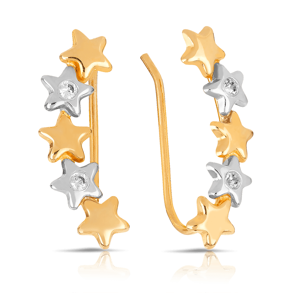Cubic Zirconia Climber Star Earrings in 9ct Yellow Gold - Wallace Bishop