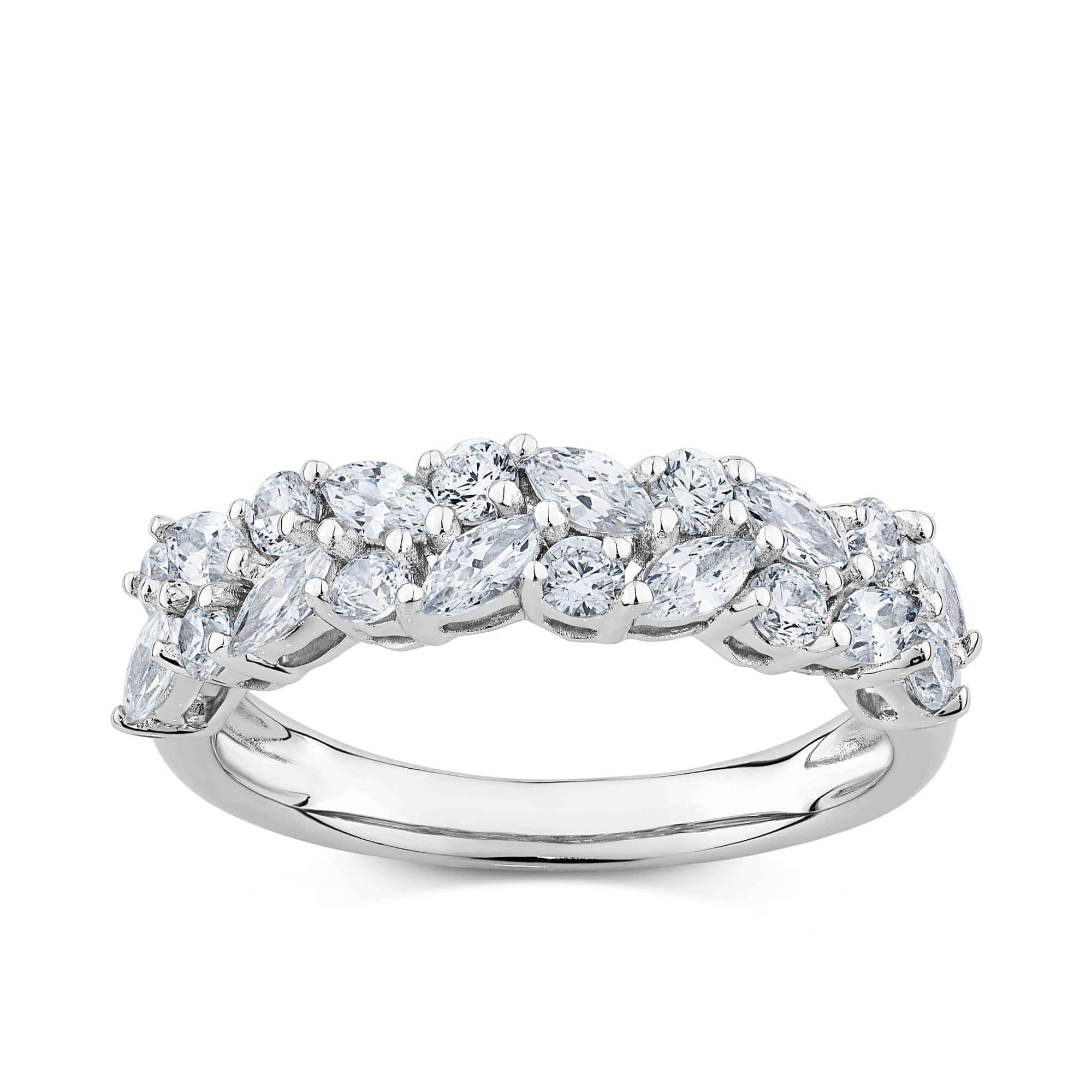 Cubic Zirconia Cluster Ring in Sterling Silver