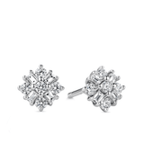 Cubic Zirconia Cluster Stud Earrings in Sterling Silver - Wallace Bishop