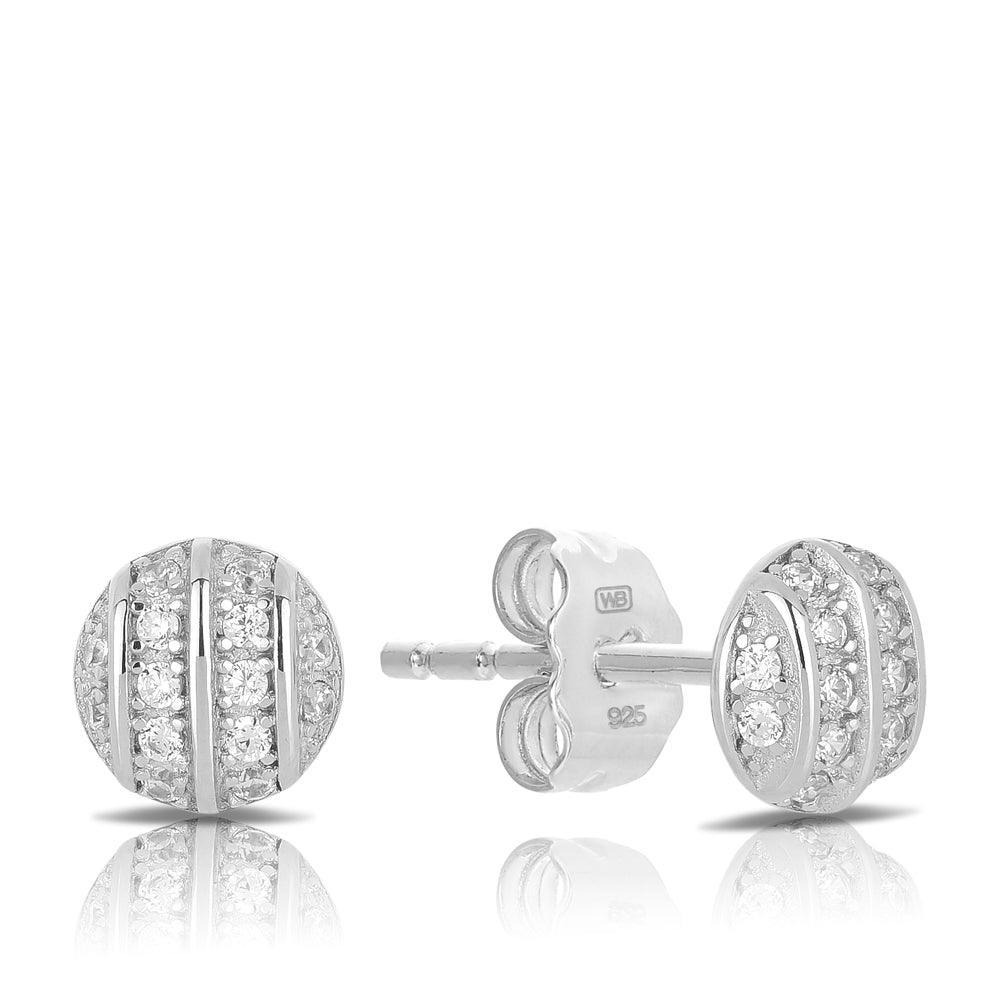 Cubic Zirconia Dome Stud Earrings in Sterling Silver - Wallace Bishop