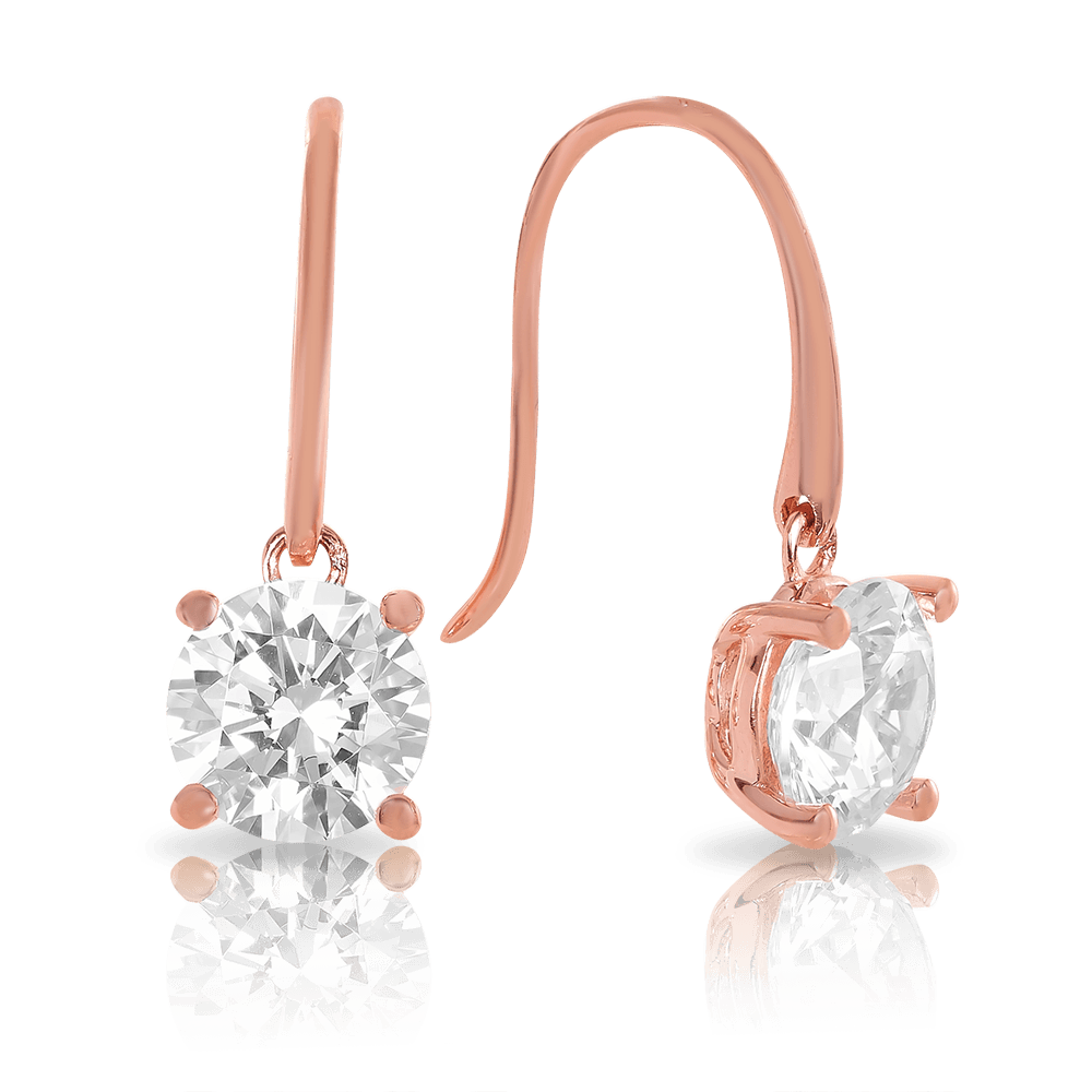 Cubic Zirconia Drop Earrings in 9ct Rose Gold - Wallace Bishop