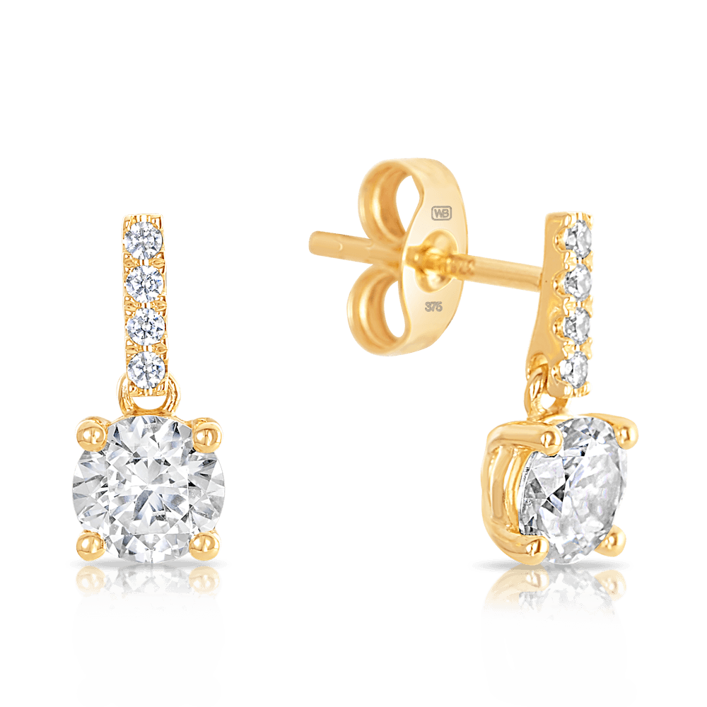 Cubic zirconia drop top earrings