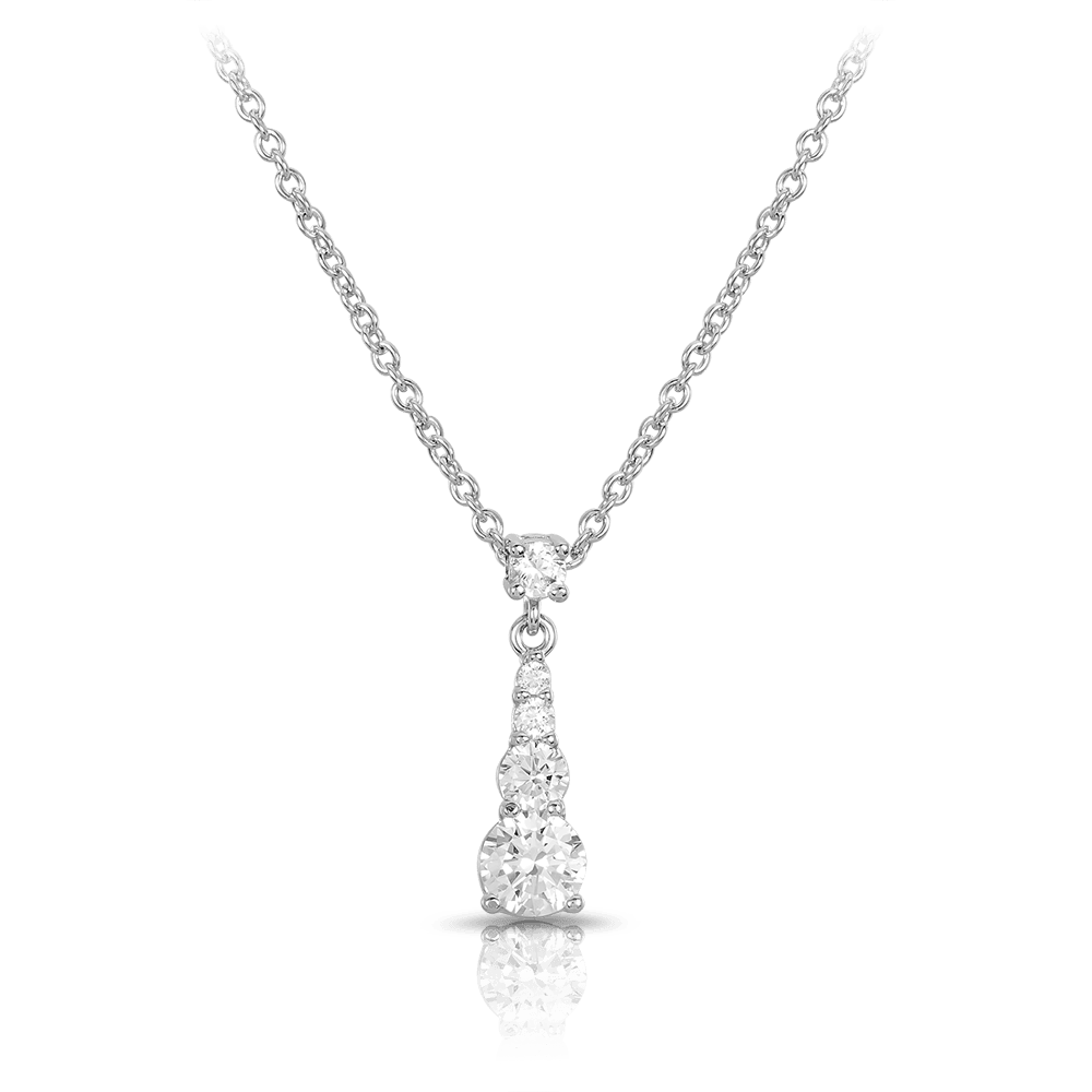 Cubic Zirconia Drop Pendant in Sterling Silver - Wallace Bishop