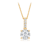 Cubic Zirconia Drop Pendant Necklace in 9ct Yellow Gold