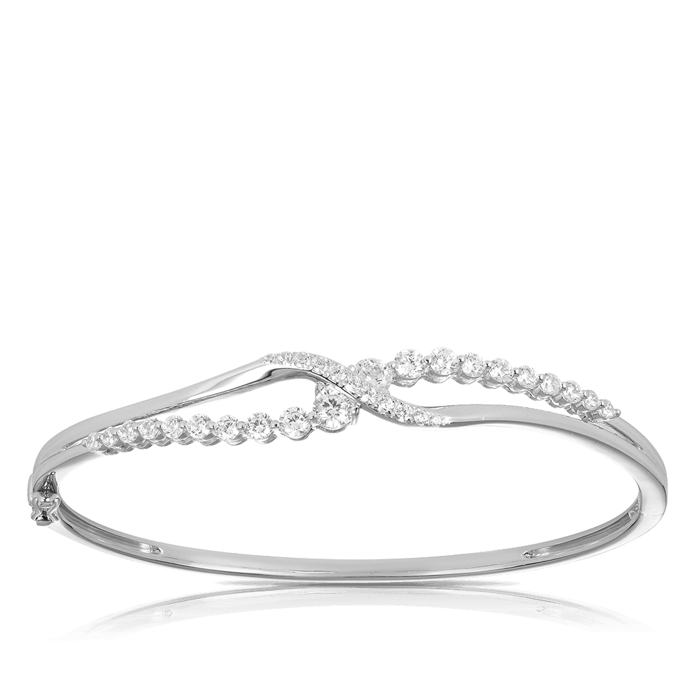 Cubic Zirconia Fancy Oval Bangle in Sterling Silver