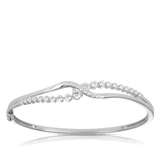 Cubic Zirconia Fancy Oval Bangle in Sterling Silver