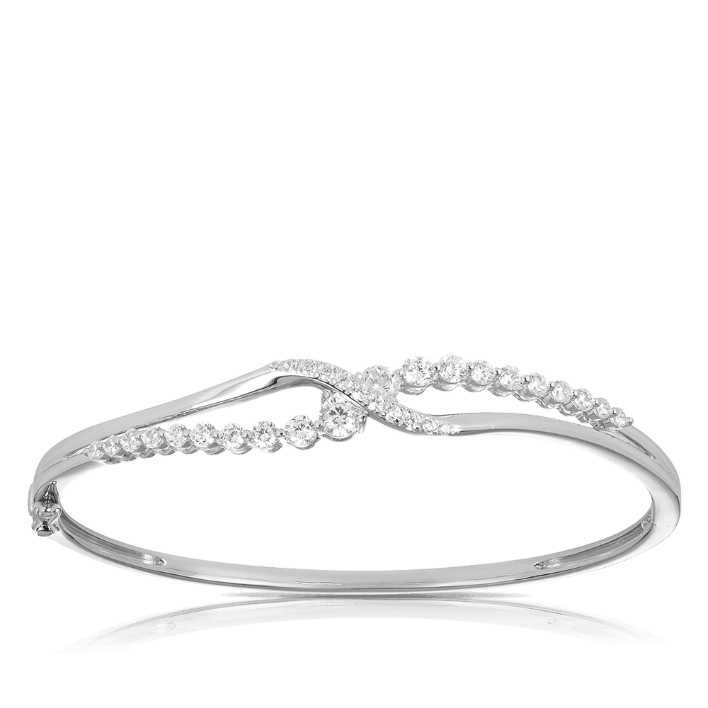 Cubic Zirconia Fancy Oval Bangle in Sterling Silver - Wallace Bishop