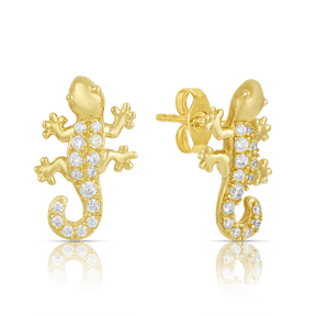 Cubic Zirconia Gecko Earrings in 9ct Yellow Gold - Wallace Bishop