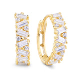Cubic Zirconia Huggie Hoop Earrings in 9ct Yellow Gold - Wallace Bishop