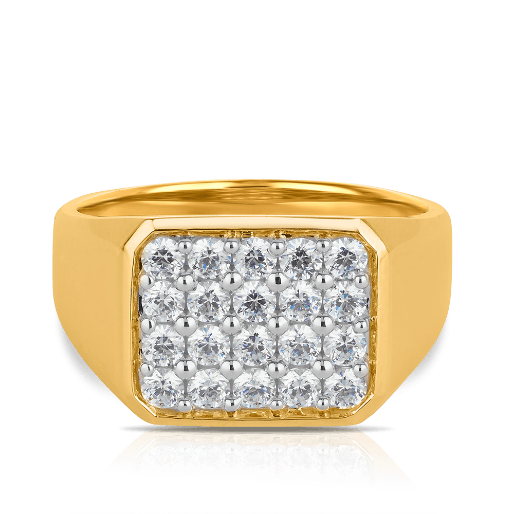 Cubic Zirconia Men's Signet Ring in 9ct Yellow Gold - Wallace Bishop