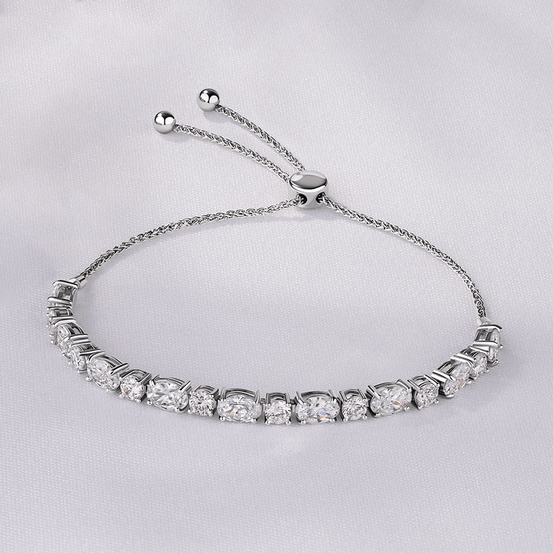 Cubic Zirconia Oval Slider Bracelet in Sterling Silver - Wallace Bishop