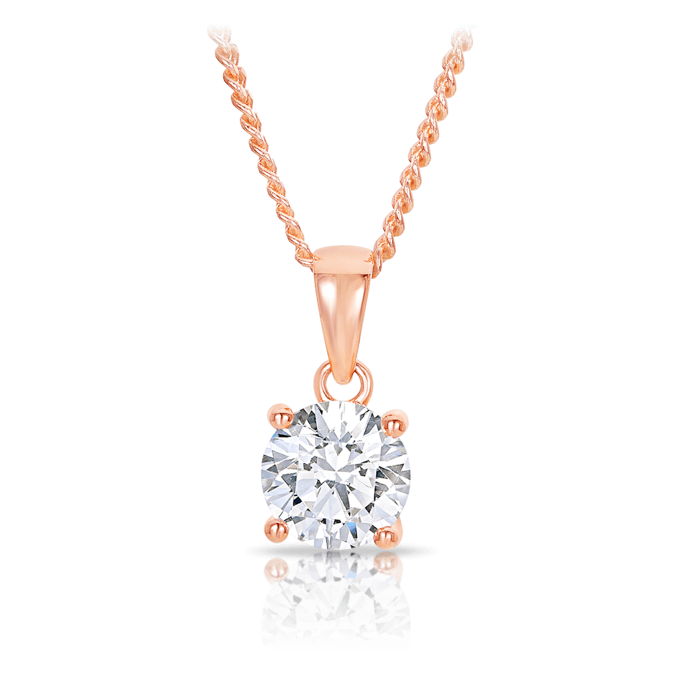 Cubic Zirconia Pendant Necklace in 9ct Rose Gold