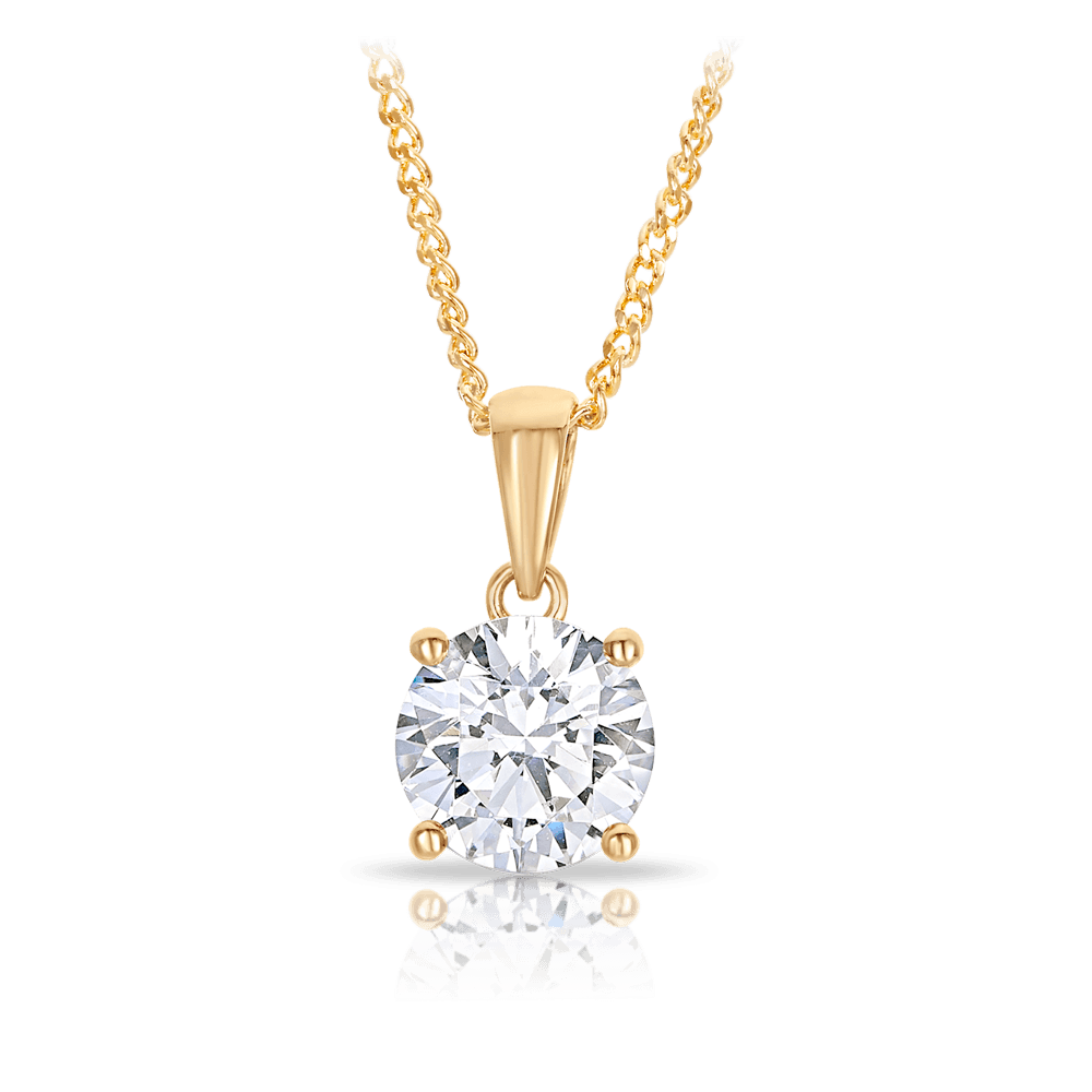 Cubic Zirconia Pendant Necklace in 9ct Yellow Gold