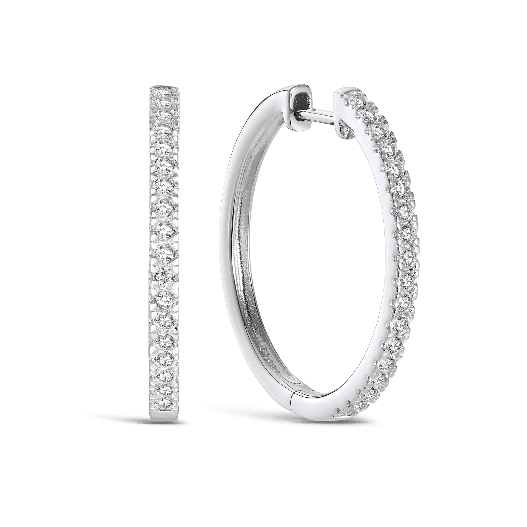 Cubic Zirconia Round Huggie Earrings in Sterling Silver - Wallace Bishop