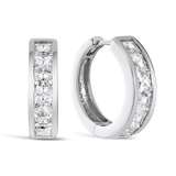 Cubic Zirconia Round Huggie Earrings in Sterling Silver - Wallace Bishop