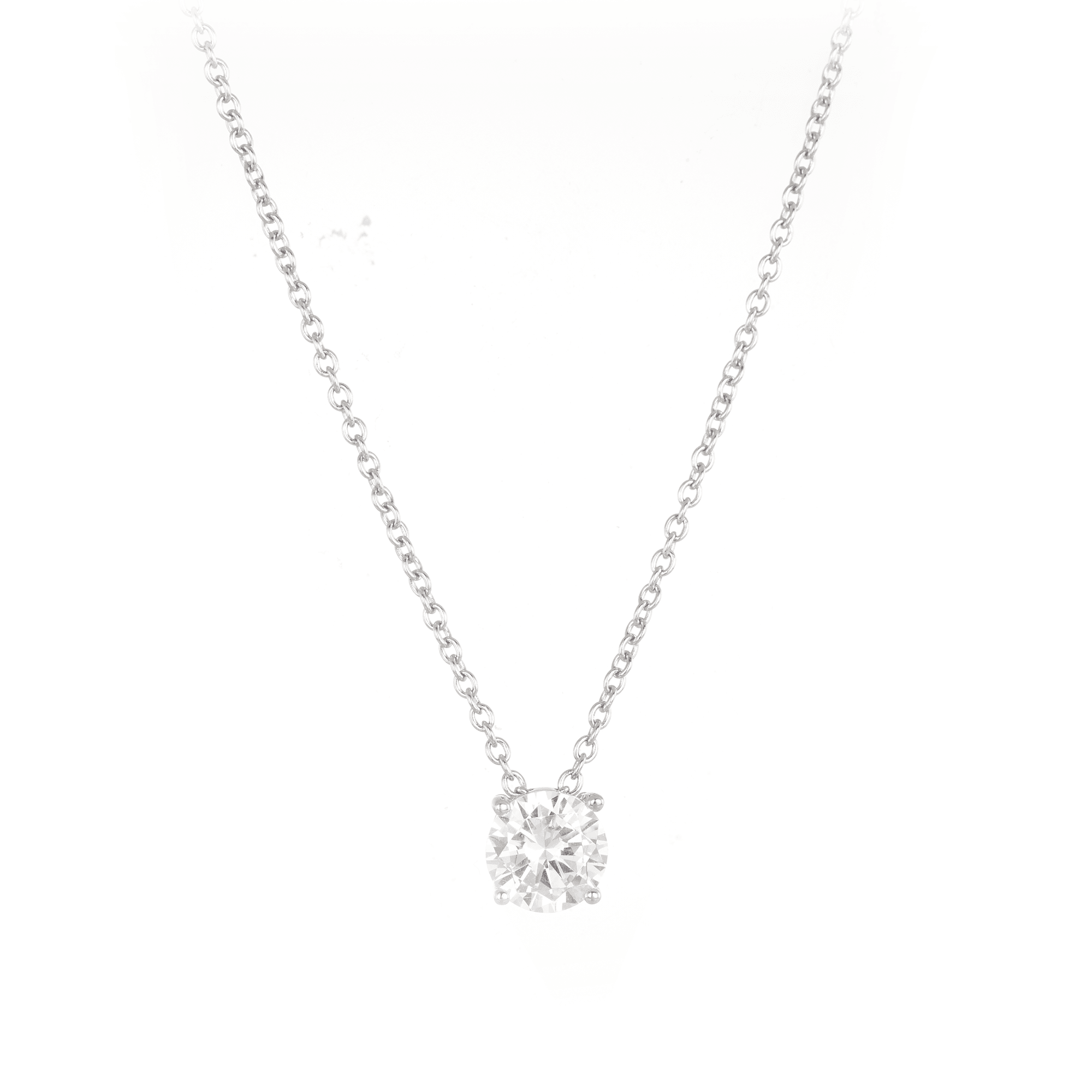 Cubic Zirconia Solitaire Necklace in Sterling Silver