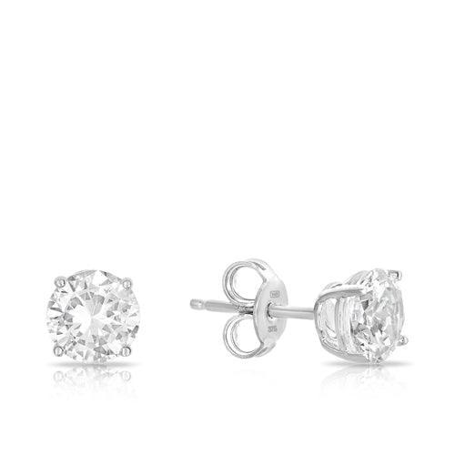 Cubic Zirconia Solitaire Stud Earrings in Sterling Silver - Wallace Bishop