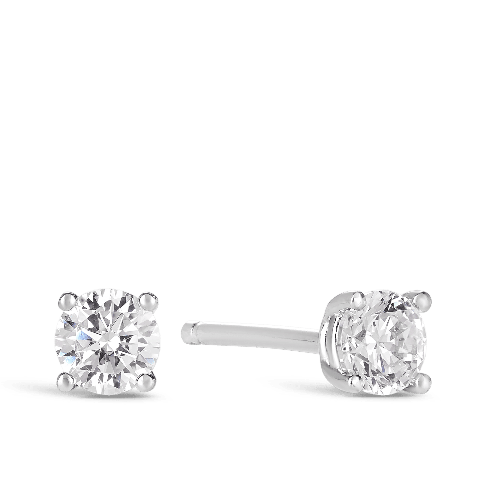 Cubic Zirconia Solitaire Stud Earrings in Sterling Silver