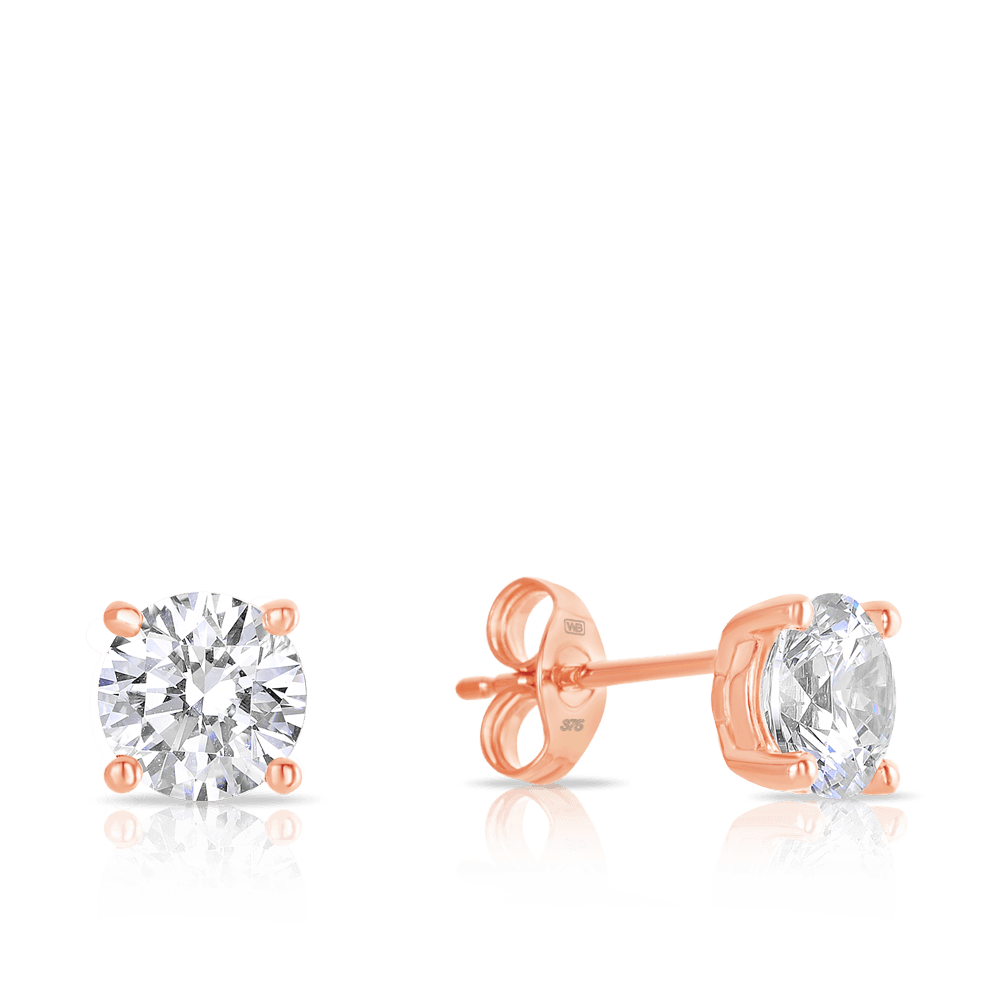 Cubic Zirconia Stud Earrings in 9ct Rose Gold
