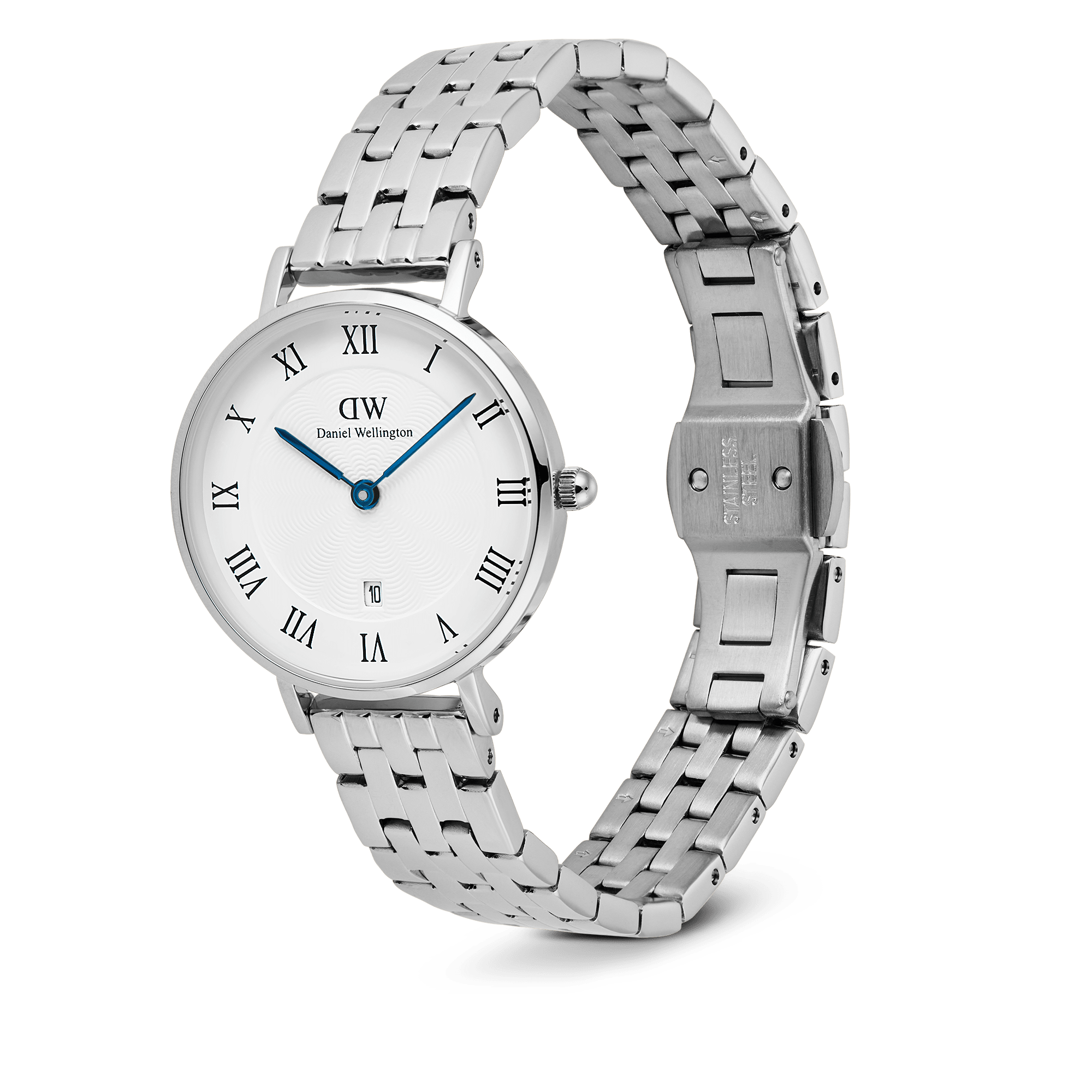Daniel Wellington Petite Roman Numerals Date 5-linkSilver