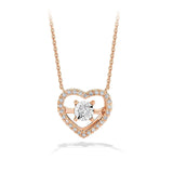 Dancing Diamond Halo Pendant in 9ct Rose Gold