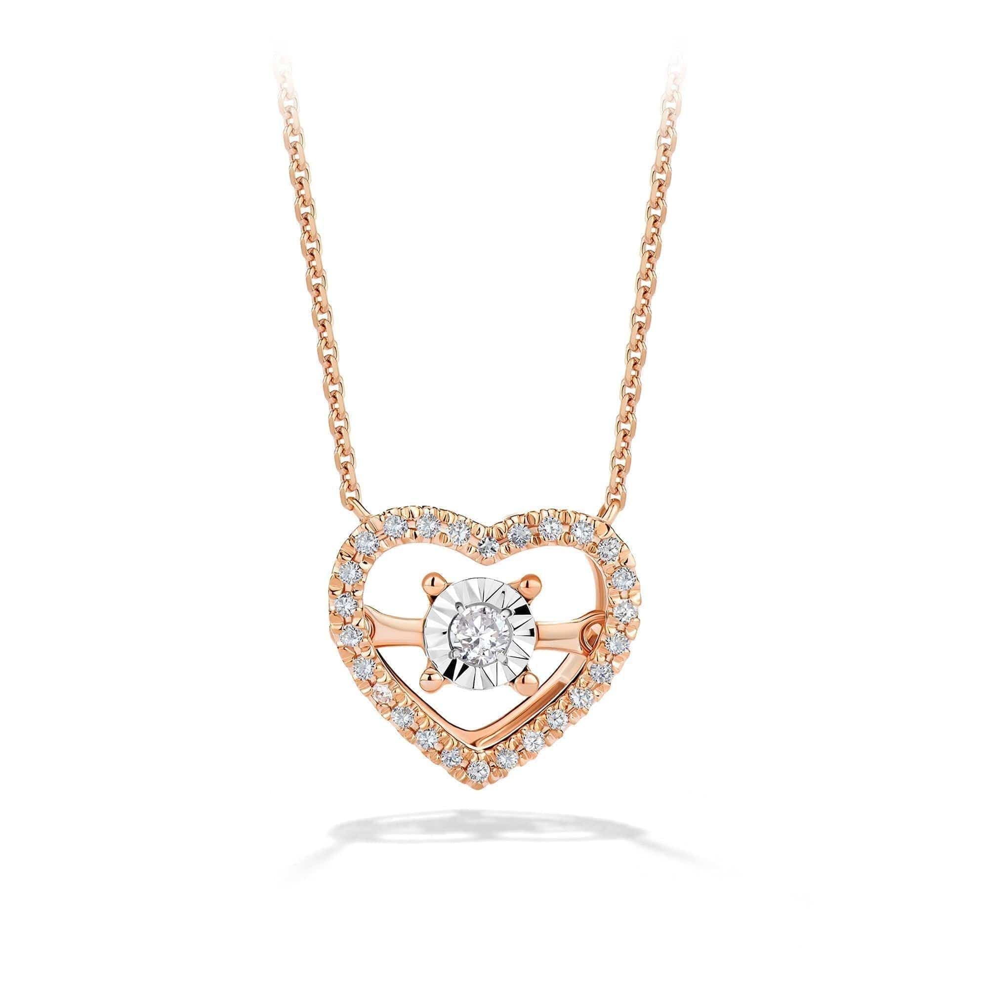 Dancing Diamond Halo Pendant in 9ct Rose Gold