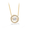Dancing Diamond Halo Pendant in 9ct Yellow Gold