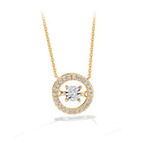 Dancing Diamond Halo Pendant in 9ct Yellow Gold