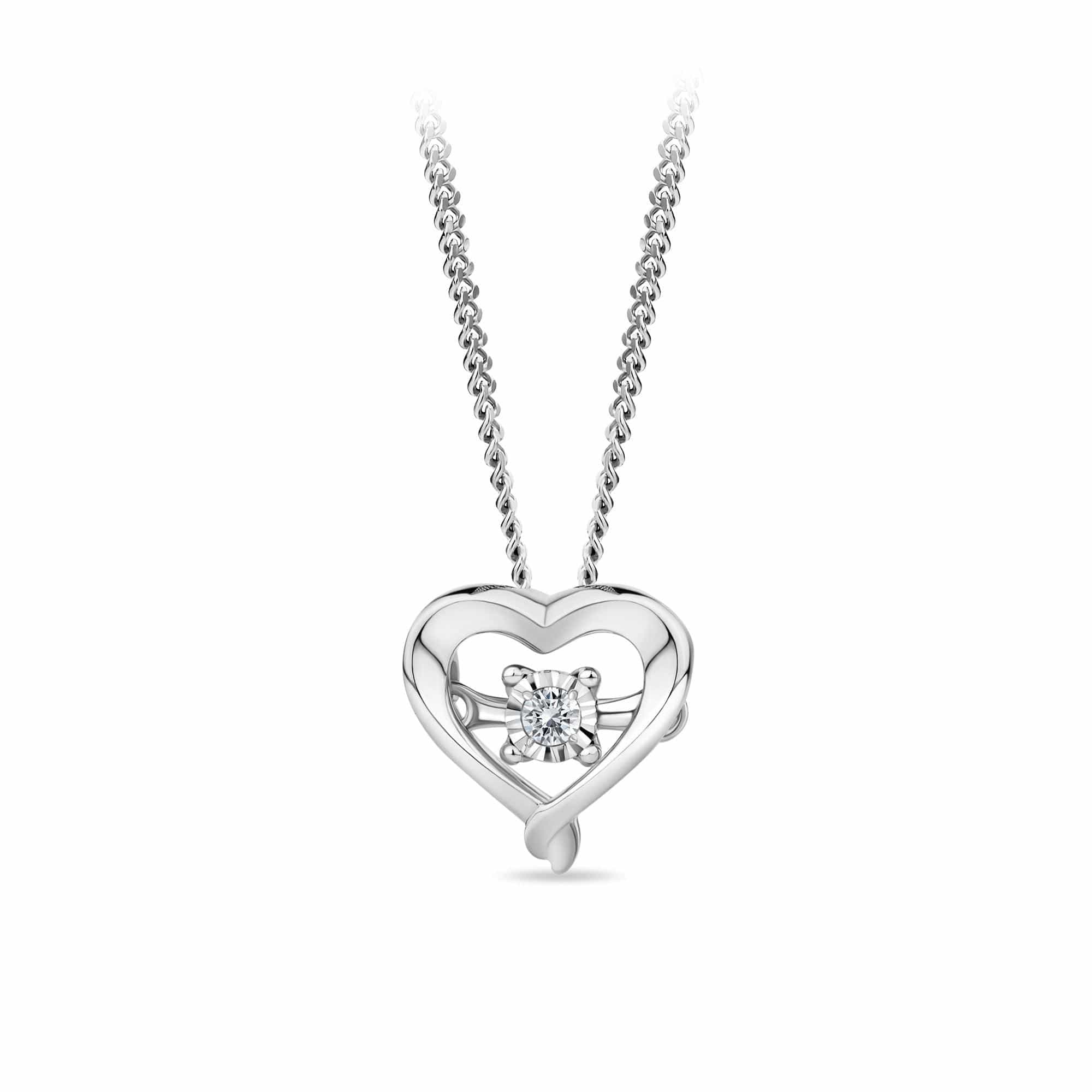 Sterling Silver Dancing Diamond Necklace TGW 0.02