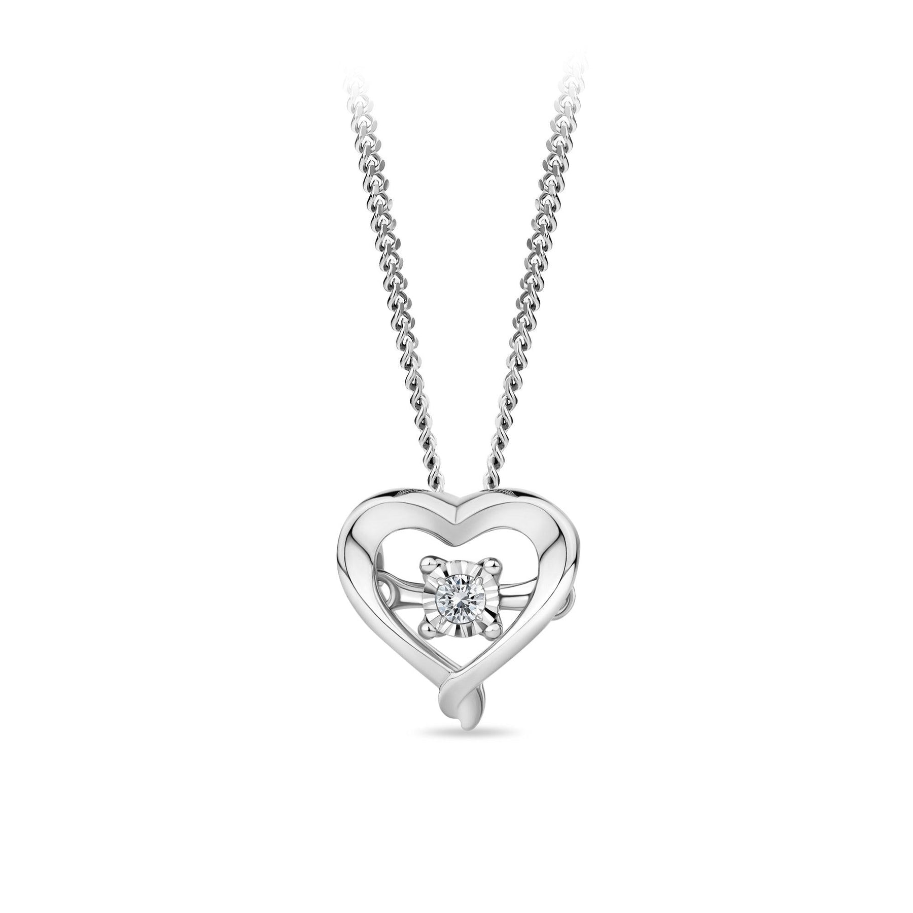 Dancing Diamond Heart Necklace in Sterling Silver - Wallace Bishop