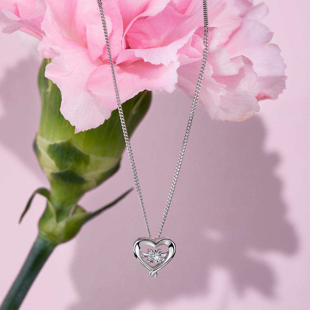 Dancing Diamond Heart Necklace in Sterling Silver - Wallace Bishop