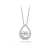 Dancing Diamond Pear Halo Pendant in 9ct White Gold
