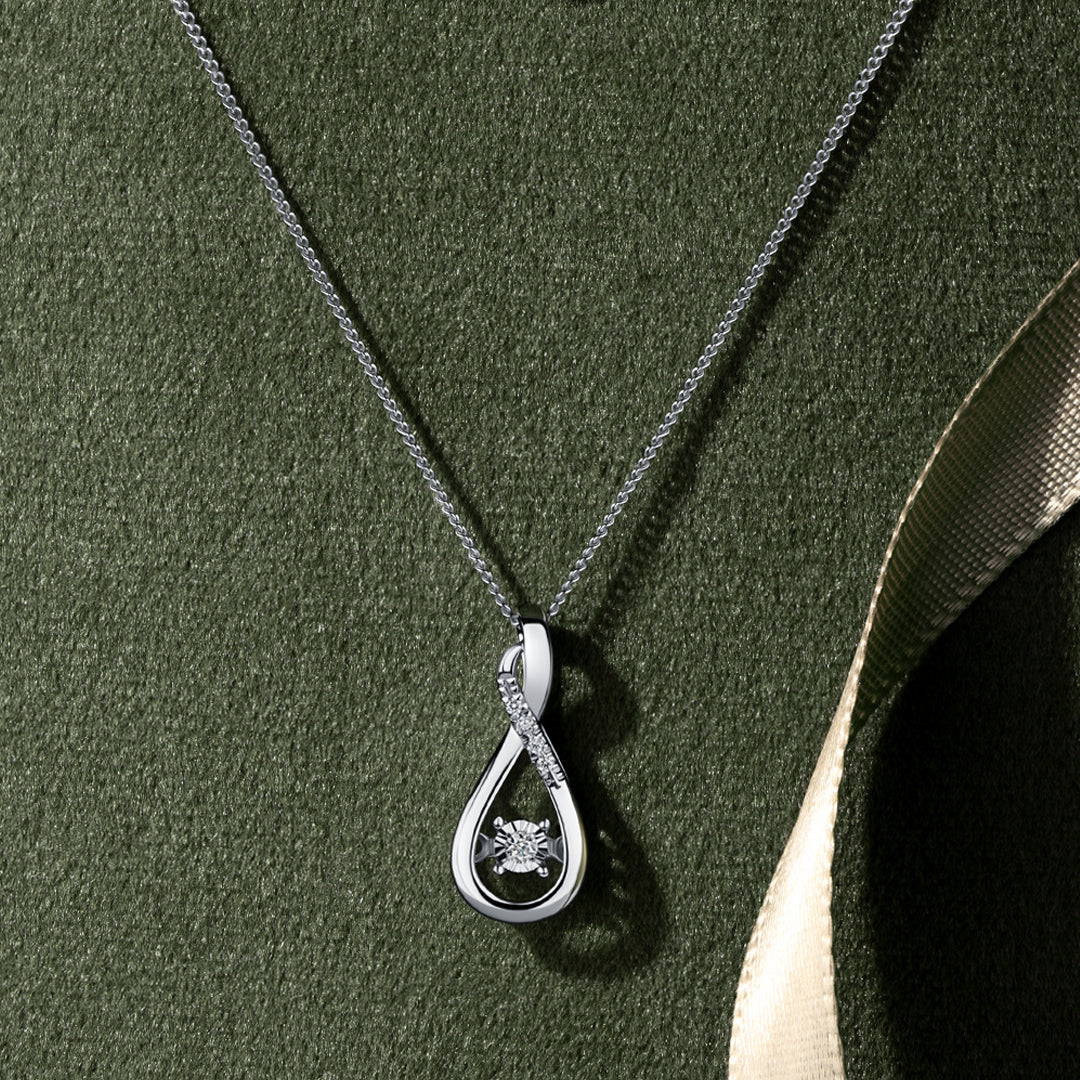 Dancing Diamond Necklace in Sterling Silver